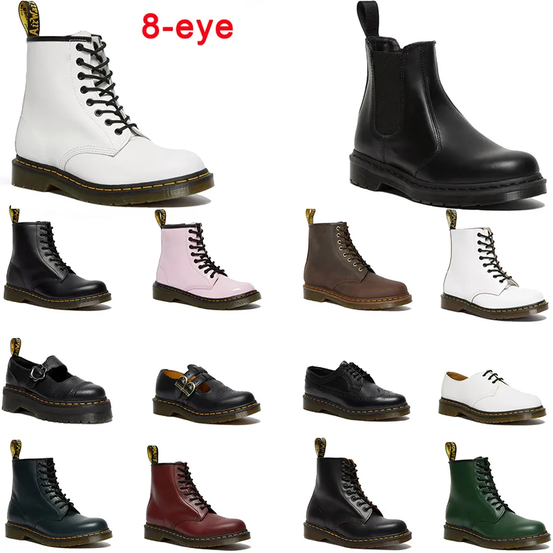 2024 Diseñador Botas para mujer Doc Martens Chelsea Botas originales Mujeres Diseñador Botín Plataforma Hombres Zapatos Clásico 