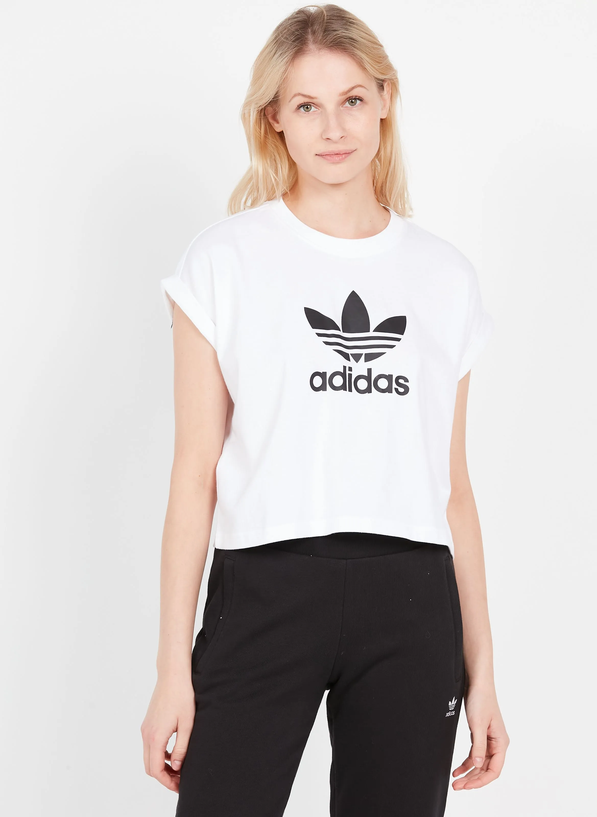 ADIDAS Camiseta corta de algodón en blanco