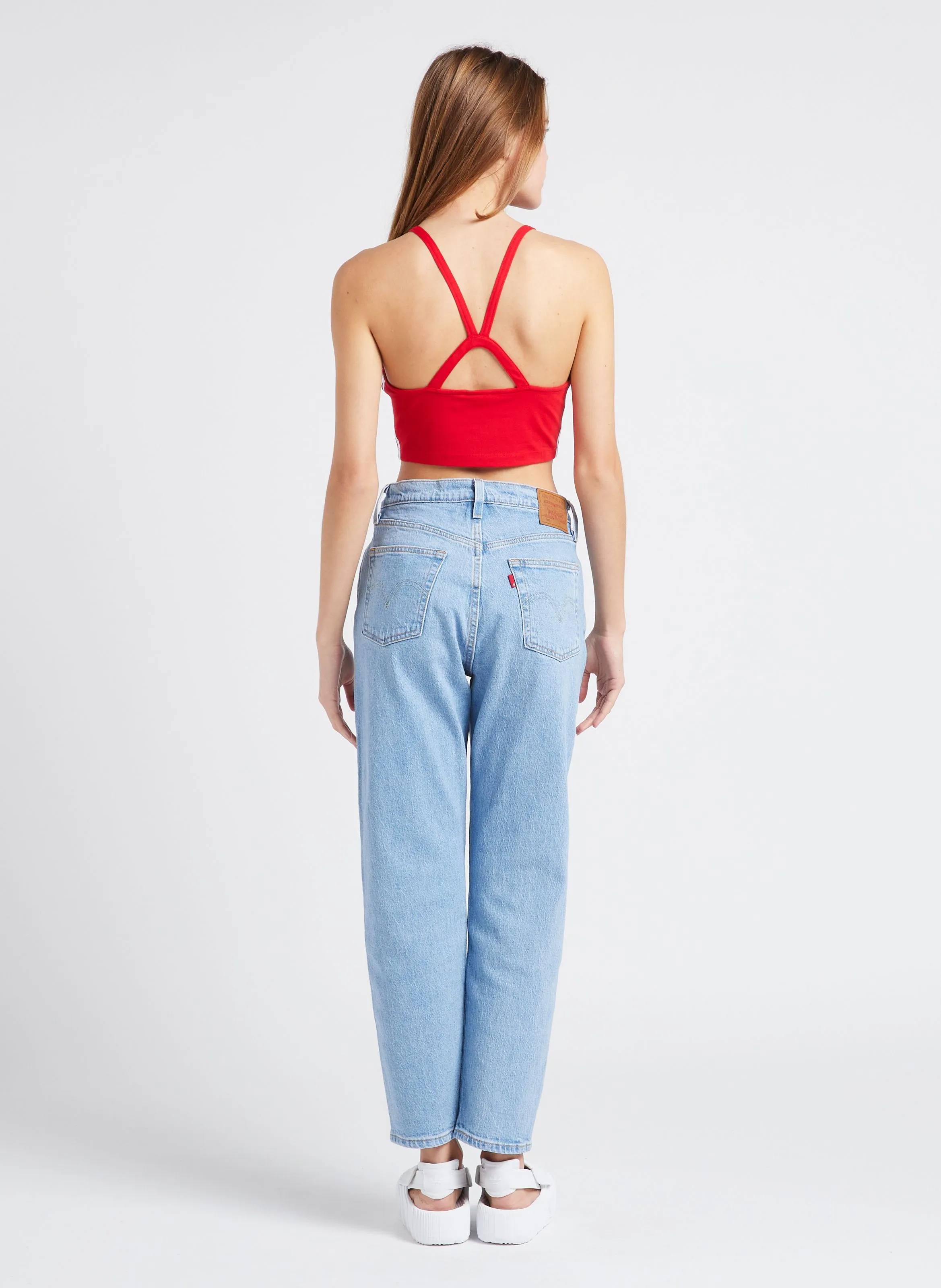 ADIDAS Crop top de algodón elástico en rojo