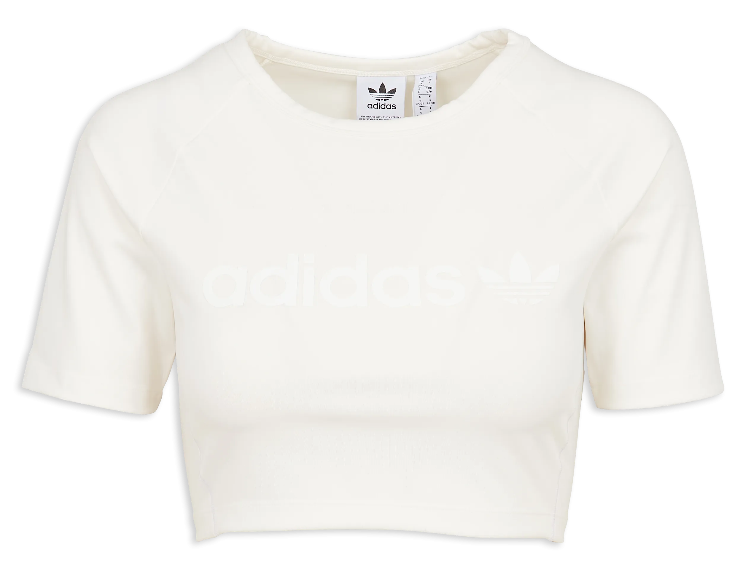 ADIDAS Crop top de manga corta serigrafiado en blanco