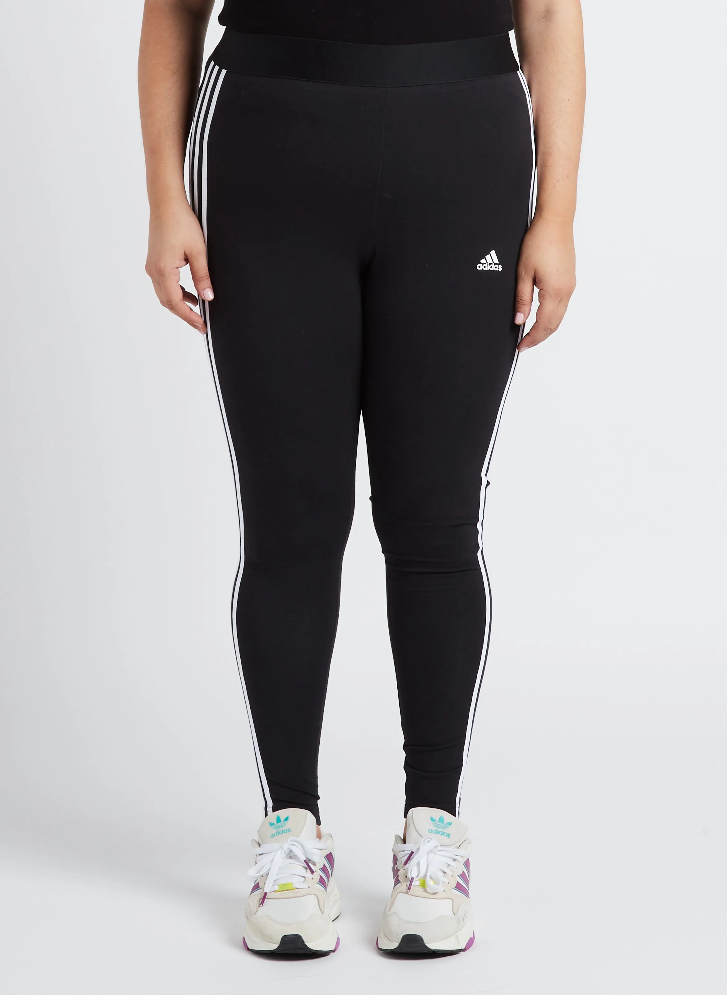 ADIDAS Legging de talle alto de mezcla de algodón en negro