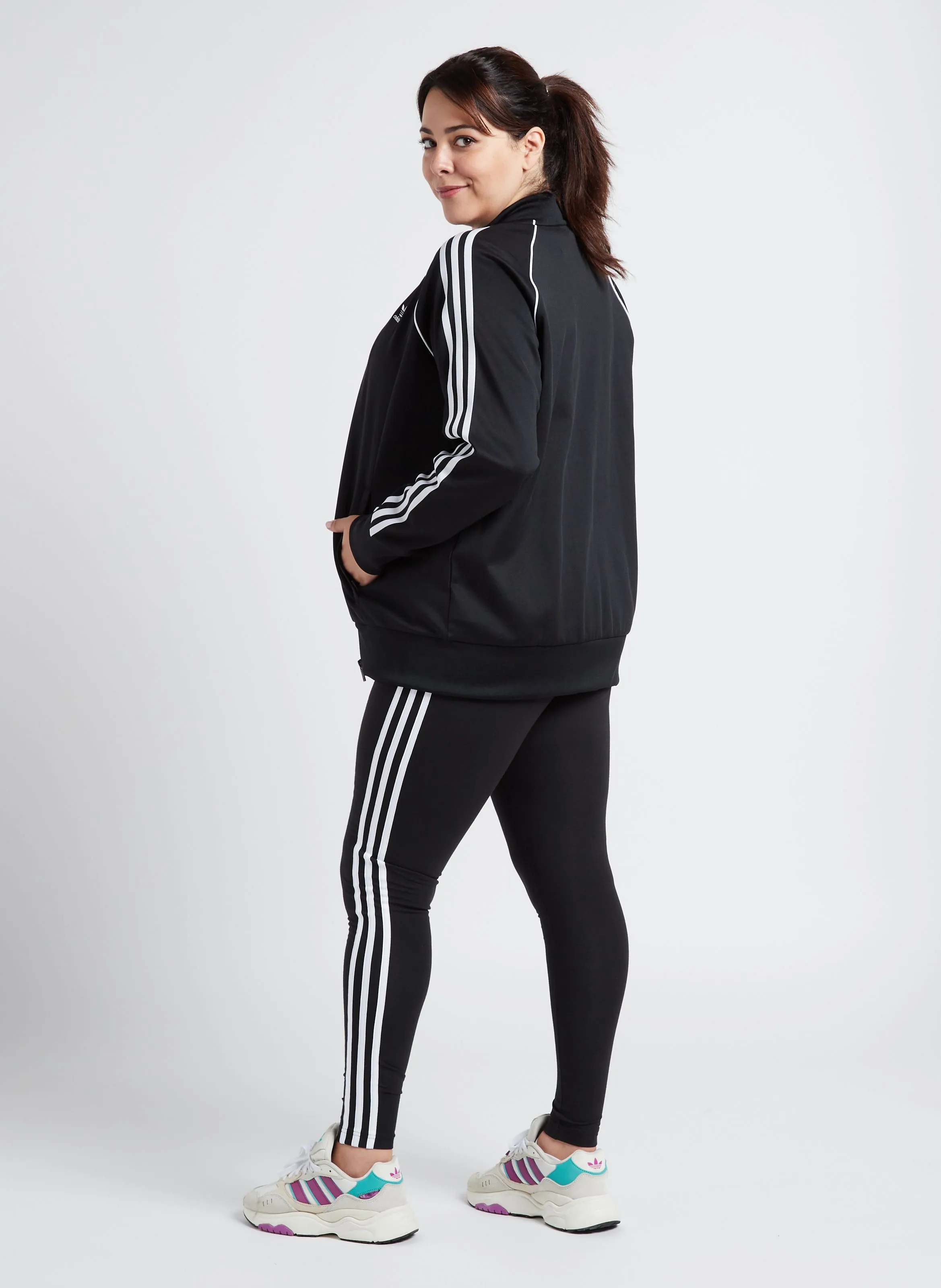 ADIDAS Legging de talle alto de mezcla de algodón en negro