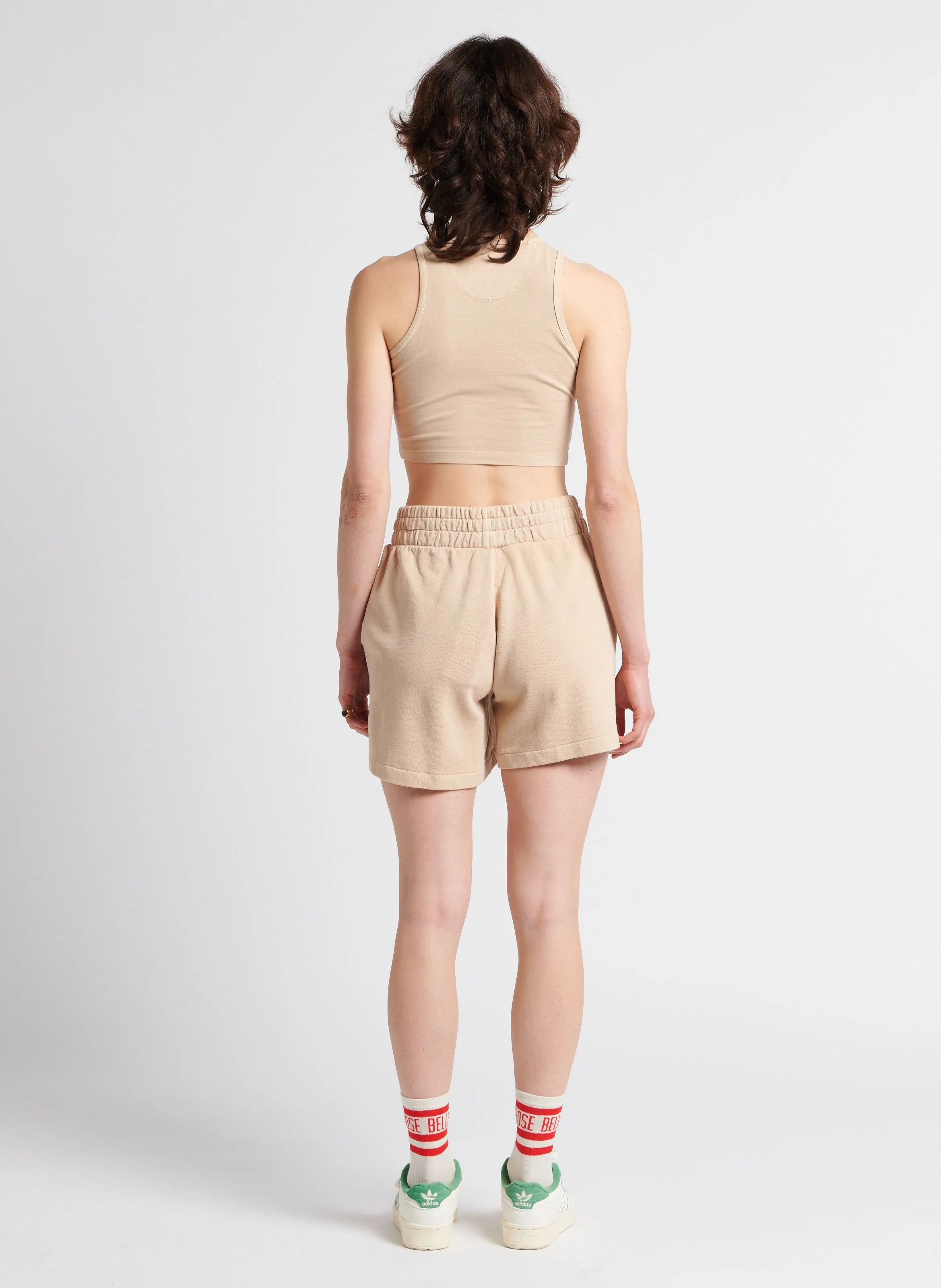 ADIDAS Short ancho de algodón en beige