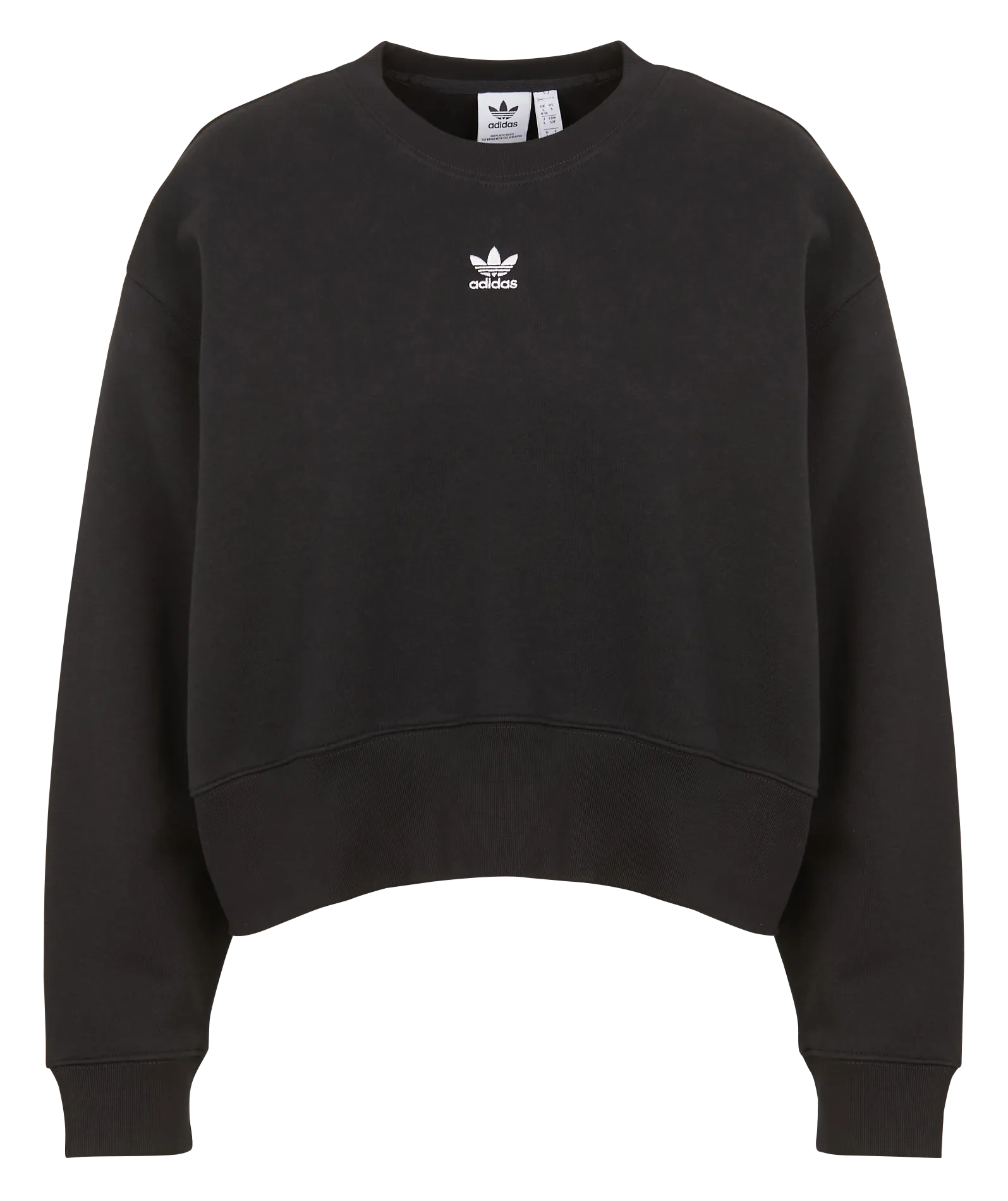 ADIDAS Sudadera de mezcla de algodón con cuello redondo en negro