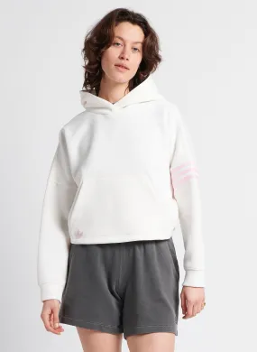 ADIDAS Sudadera holgada de mezcla de algodón con capucha en blanco