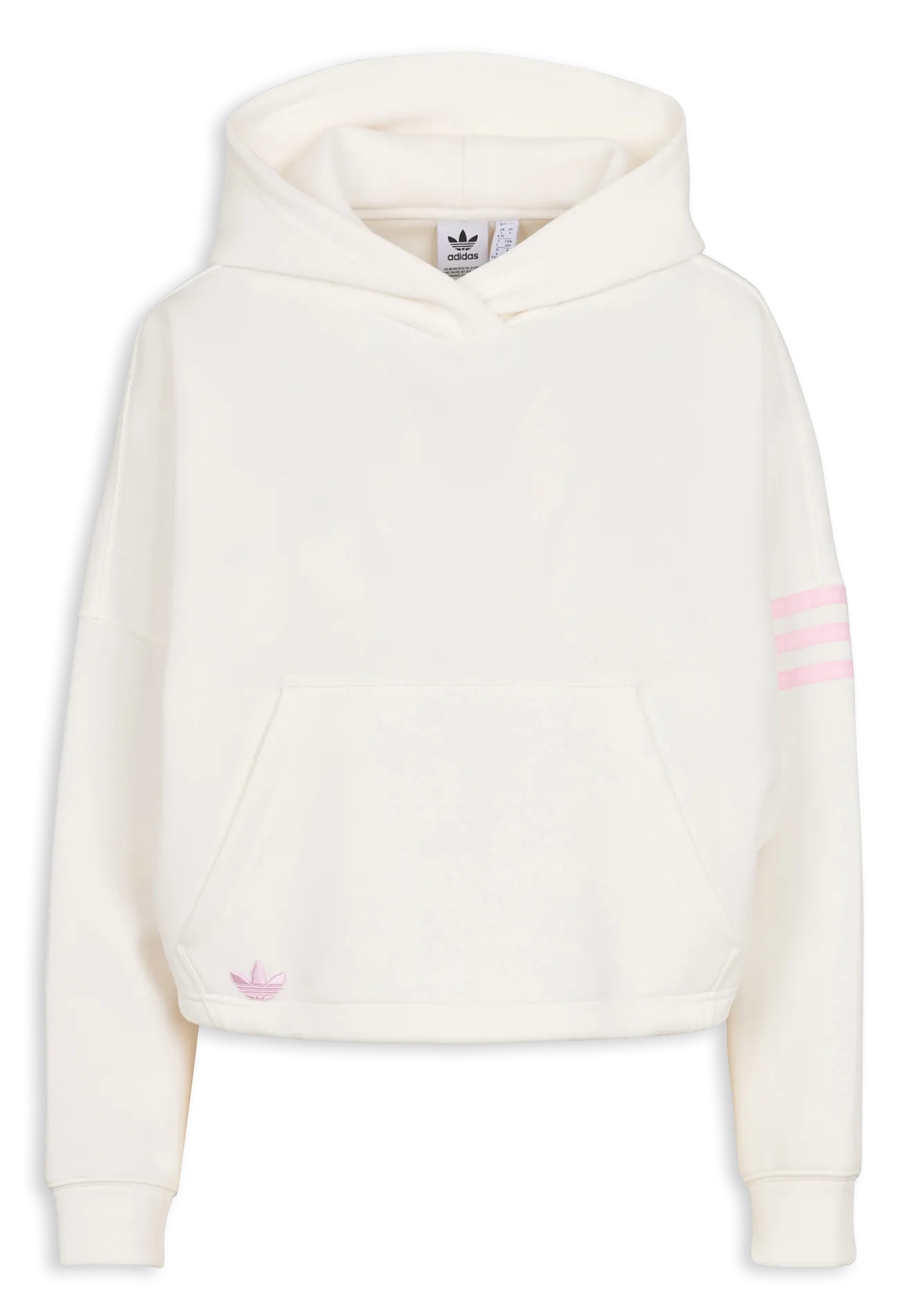 ADIDAS Sudadera holgada de mezcla de algodón con capucha en blanco