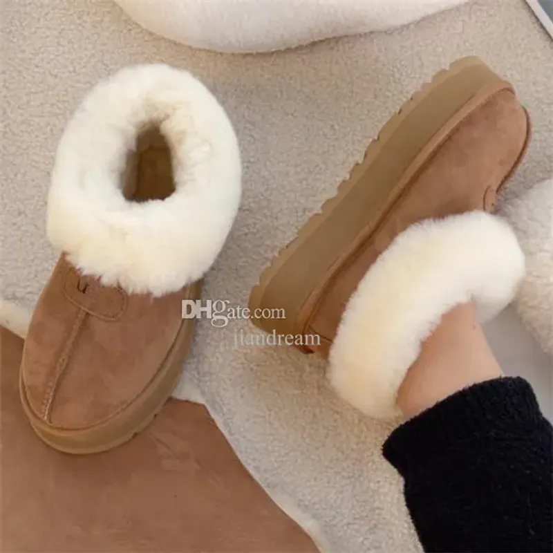 Australia Tatst Botas de nieve Diseñador para mujer Mini plataforma de bota Tobillo Botines de piel cálidos Australian Fluffy Fu