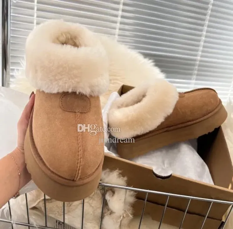 Australia Tatst Botas de nieve Diseñador para mujer Mini plataforma de bota Tobillo Botines de piel cálidos Australian Fluffy Fu