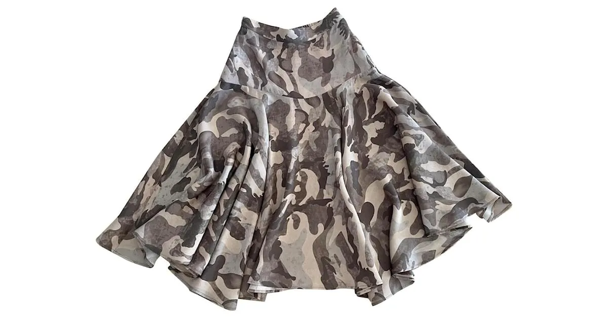 Autre Marque Falda Vila T hecha a medida. 36 tela de camuflaje Castaño Gris Caqui 