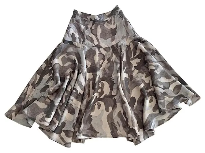 Autre Marque Falda Vila T hecha a medida. 36 tela de camuflaje Castaño Gris Caqui 