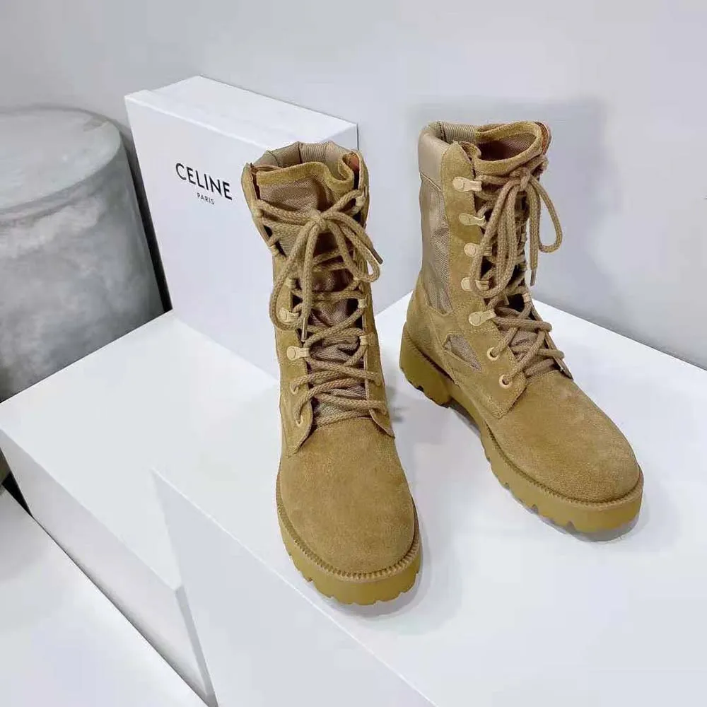 Bota con cordones para mujer Celine Outdoor en ante de becerro y nailon