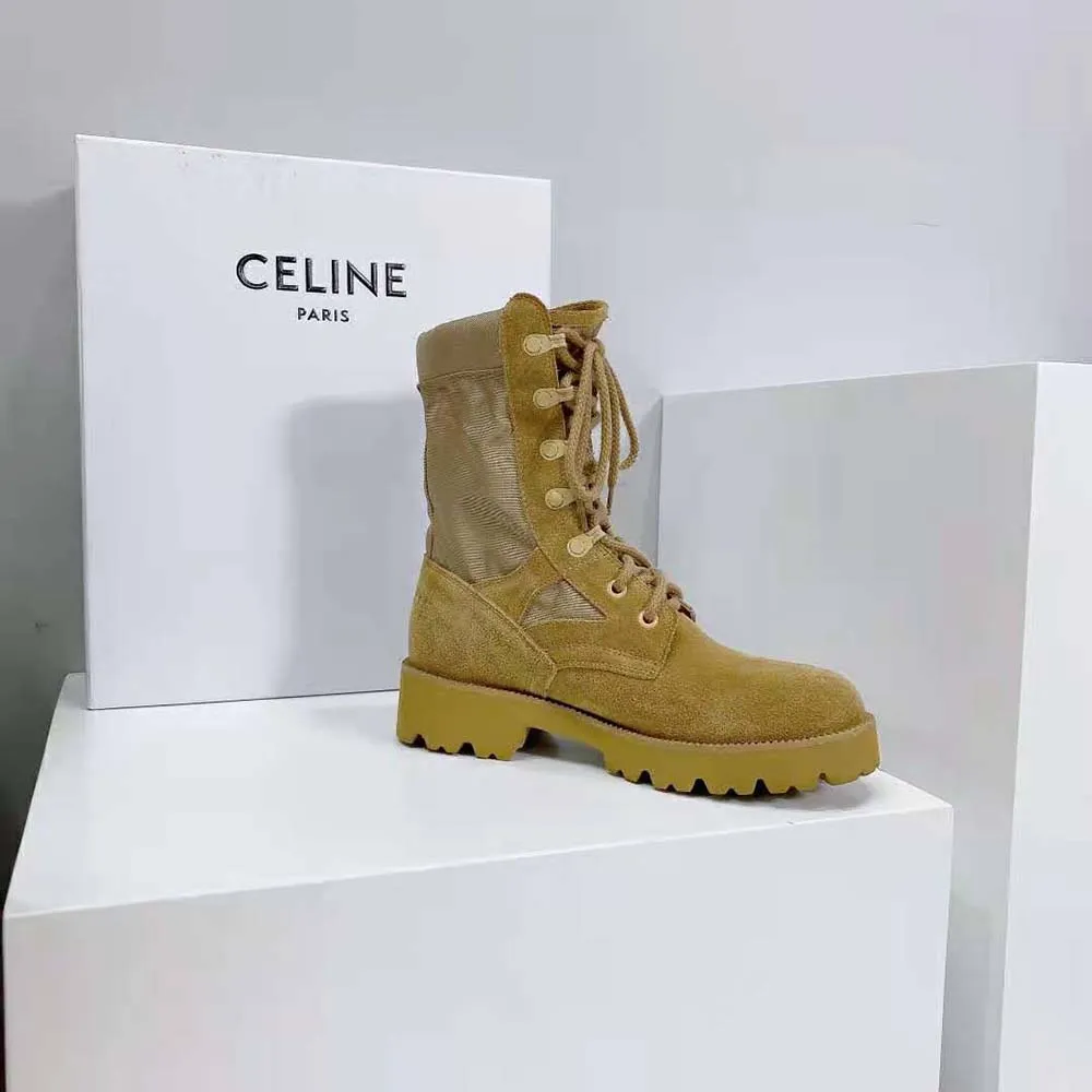 Bota con cordones para mujer Celine Outdoor en ante de becerro y nailon