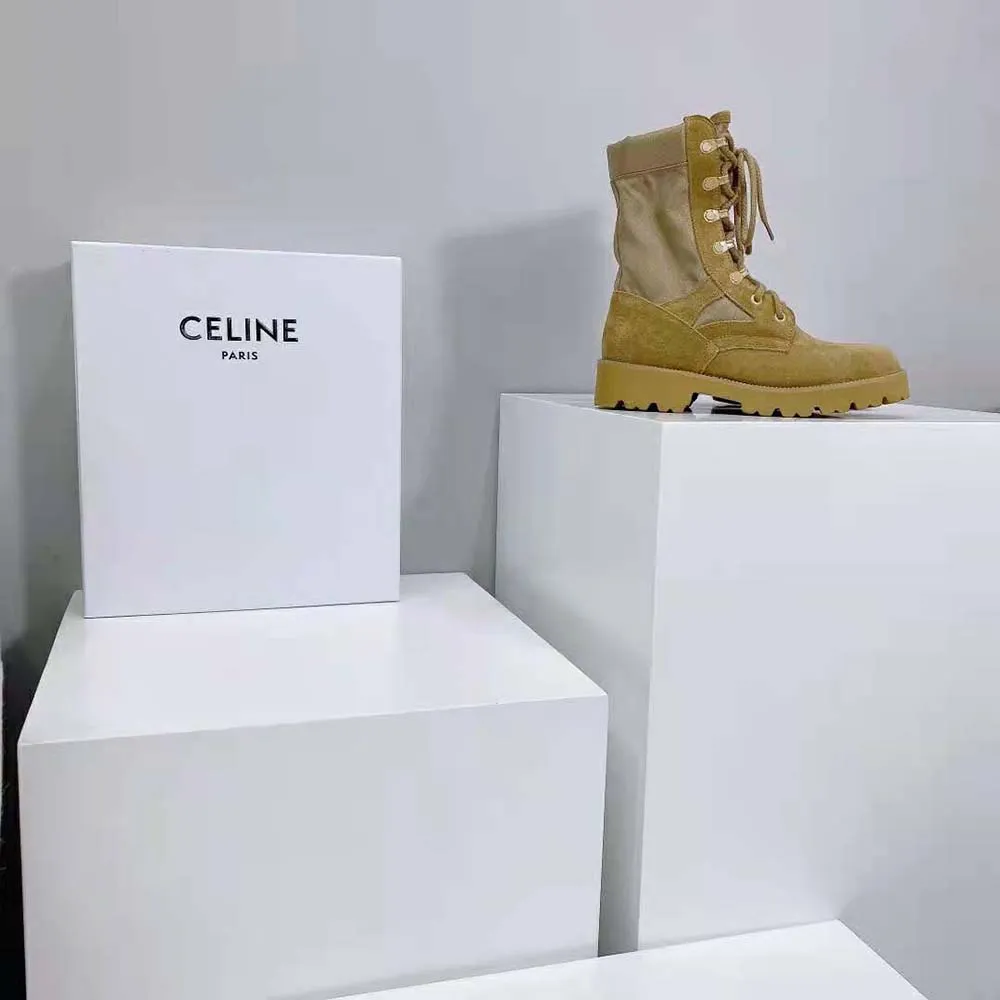 Bota con cordones para mujer Celine Outdoor en ante de becerro y nailon