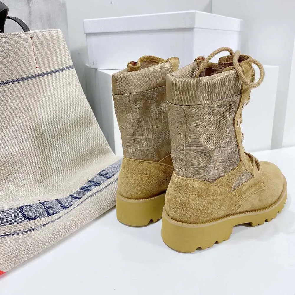 Bota con cordones para mujer Celine Outdoor en ante de becerro y nailon