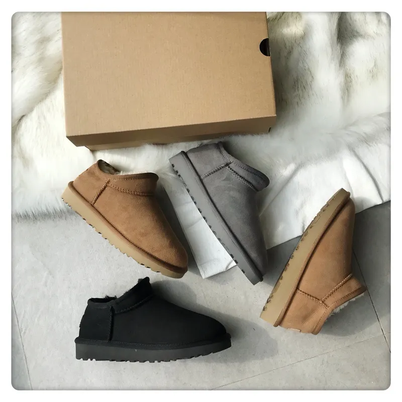 Botas cálidas clásicas para mujer Mini media bota para la nieve EE. UU. Invierno Piel completa Mullido peludo Satén Botines Boti