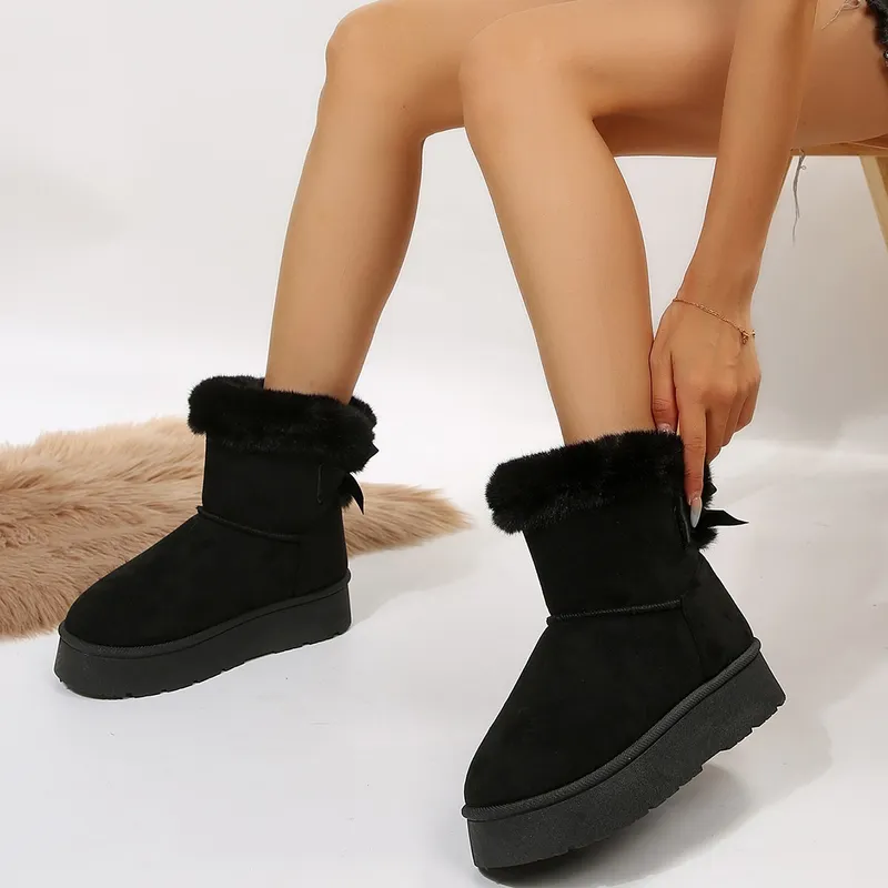 botas de diseñador de envío gratis de nieve pelusa peluda de invierno botas para mujer gruesas arco de fondo de fondo de fondo a