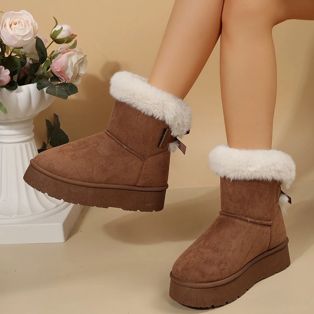 botas de diseñador de envío gratis de nieve pelusa peluda de invierno botas para mujer gruesas arco de fondo de fondo de fondo a