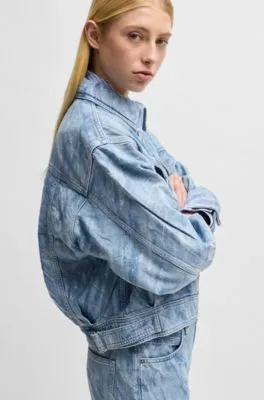 Chaqueta bomber oversize fit en tejido vaquero desgastado azul