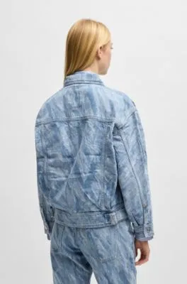 Chaqueta bomber oversize fit en tejido vaquero desgastado azul