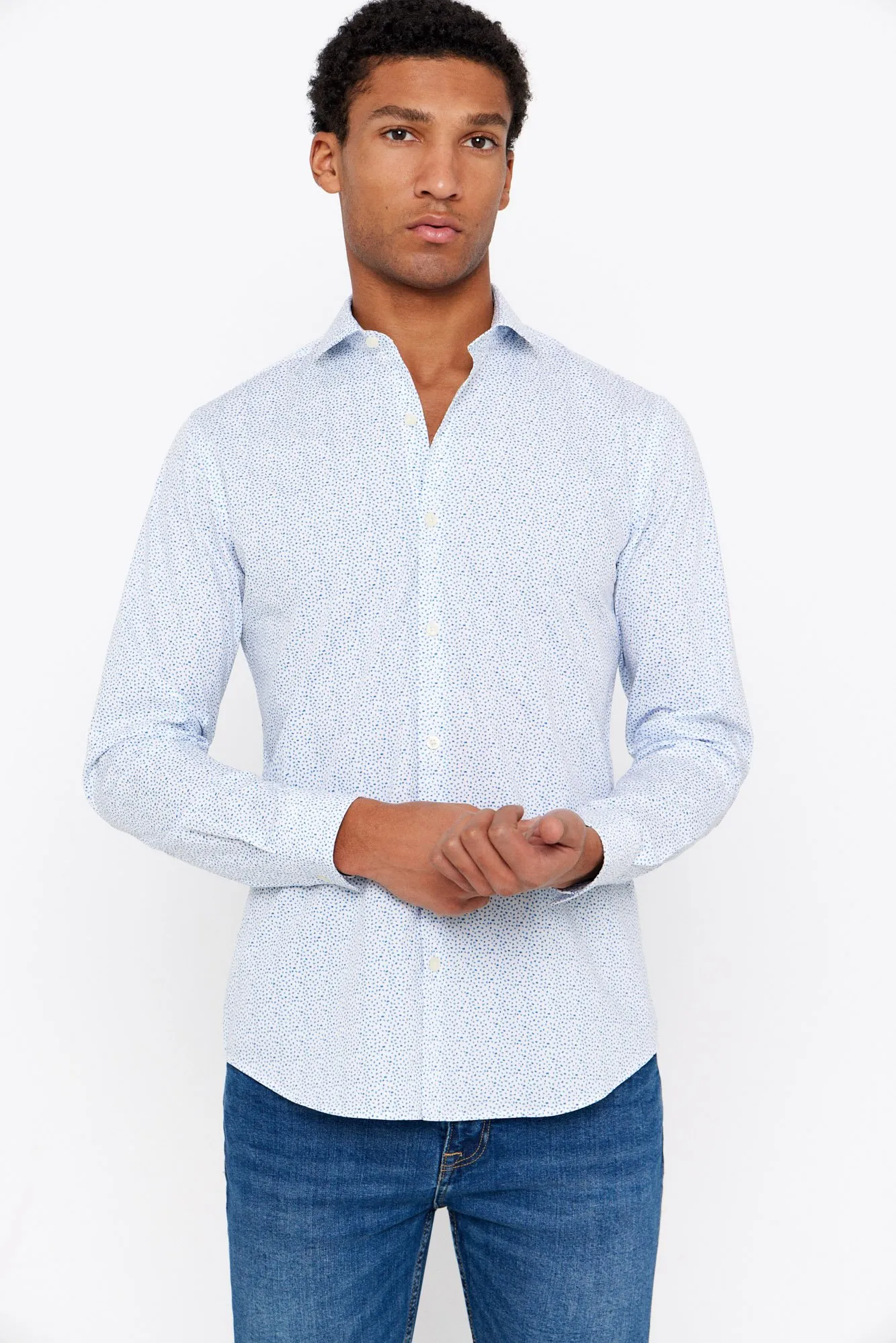 Cortefiel Camisa vestir estampada slim fit fácil plancha