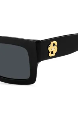 Gafas de sol de acetato negro con monograma de doble B