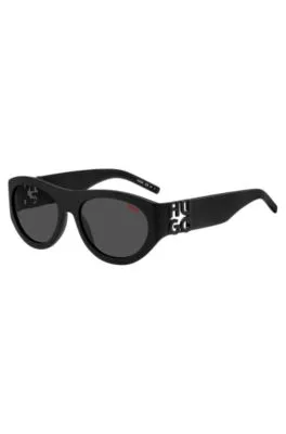 Gafas de sol de acetato negro con monograma en 3D