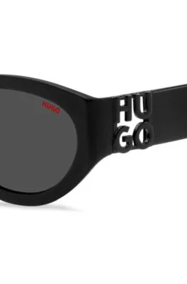 Gafas de sol de acetato negro con monograma en 3D