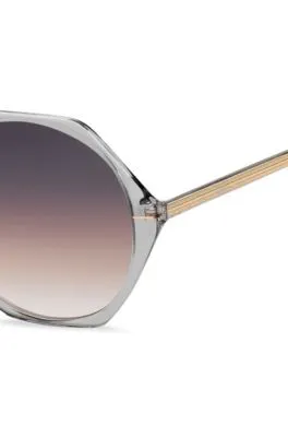 Gafas de sol de acetato transparente con montura hexagonal