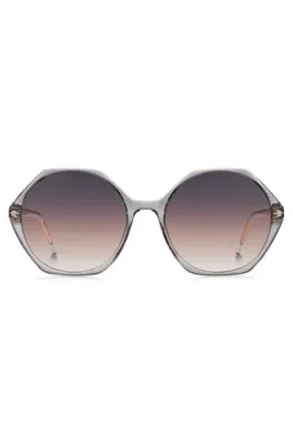 Gafas de sol de acetato transparente con montura hexagonal