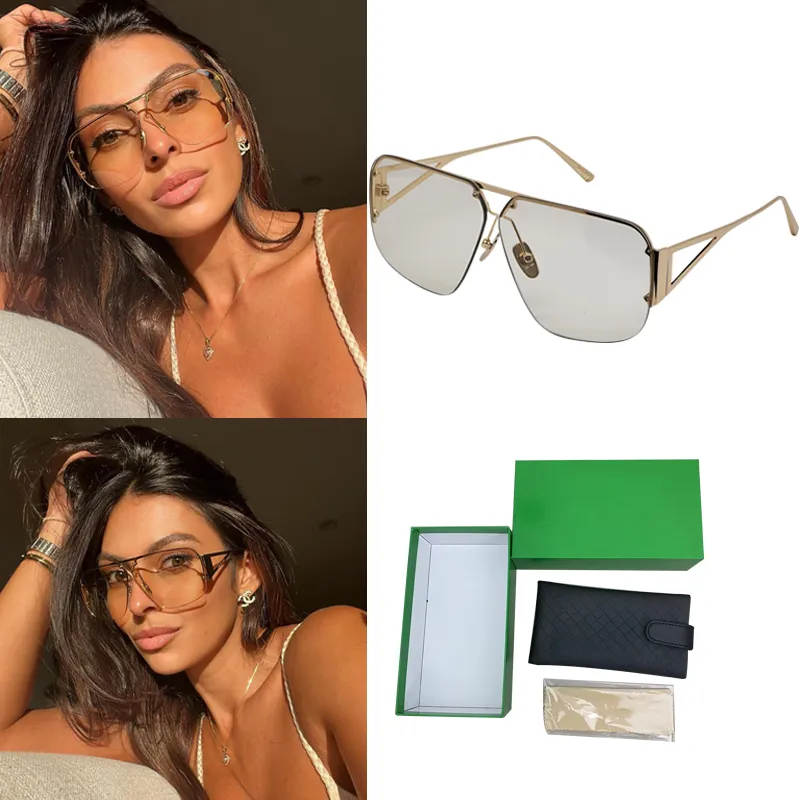 Gafas de sol de diseñador vintage para mujer 1065 medio marco lentes marrones transparentes lentes de protección uv400 gafas ret