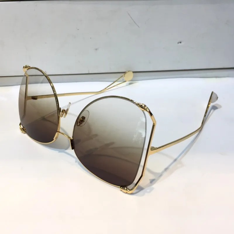 Gafas de sol Diseñador de verano 0252 Estilo para hombres Mujeres Anti-ultravioleta Placa retro Gafas de cuadros grandes de meta