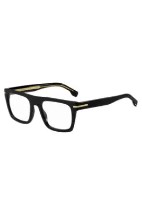 Montura para gafas graduadas de acetato negro con detalles dorados