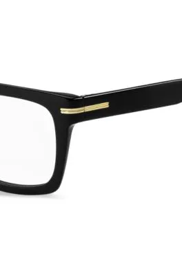 Montura para gafas graduadas de acetato negro con detalles dorados