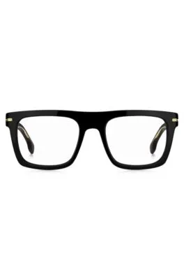 Montura para gafas graduadas de acetato negro con detalles dorados