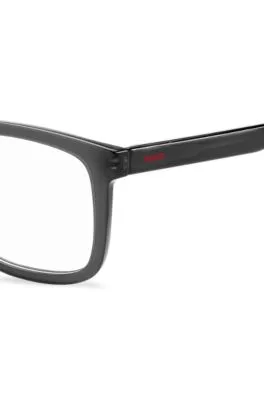 Montura para gafas graduadas de acetato negro con logos rojos