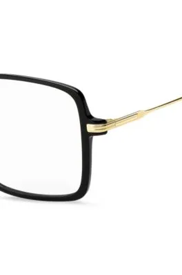 Montura para gafas graduadas de acetato negro con patillas doradas