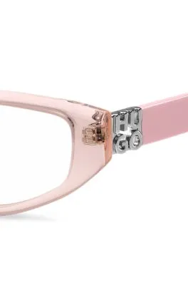 Montura para gafas graduadas de acetato rosa con monograma en 3D