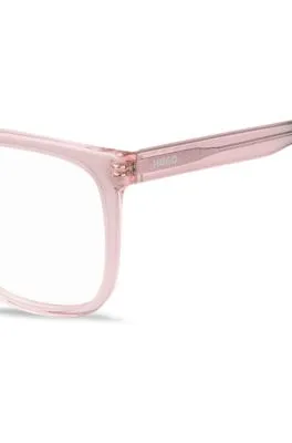 Montura para gafas graduadas de acetato rosa con terminales verdes