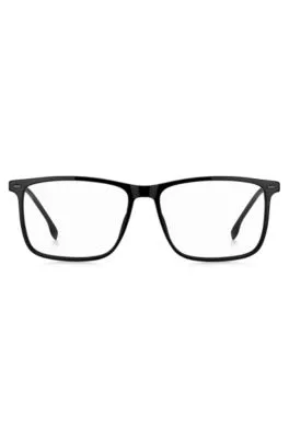 Montura para gafas graduadas en acetato negro con patillas de acero negro