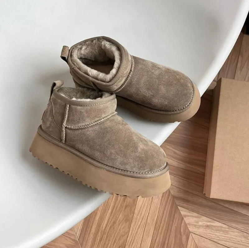 Neumel Platform Zip Boot Classic Mini Snow Boots Ultra Mini Dealworld Mujeres Australia Australiano Tazz Tasman Winter Warm Fur 