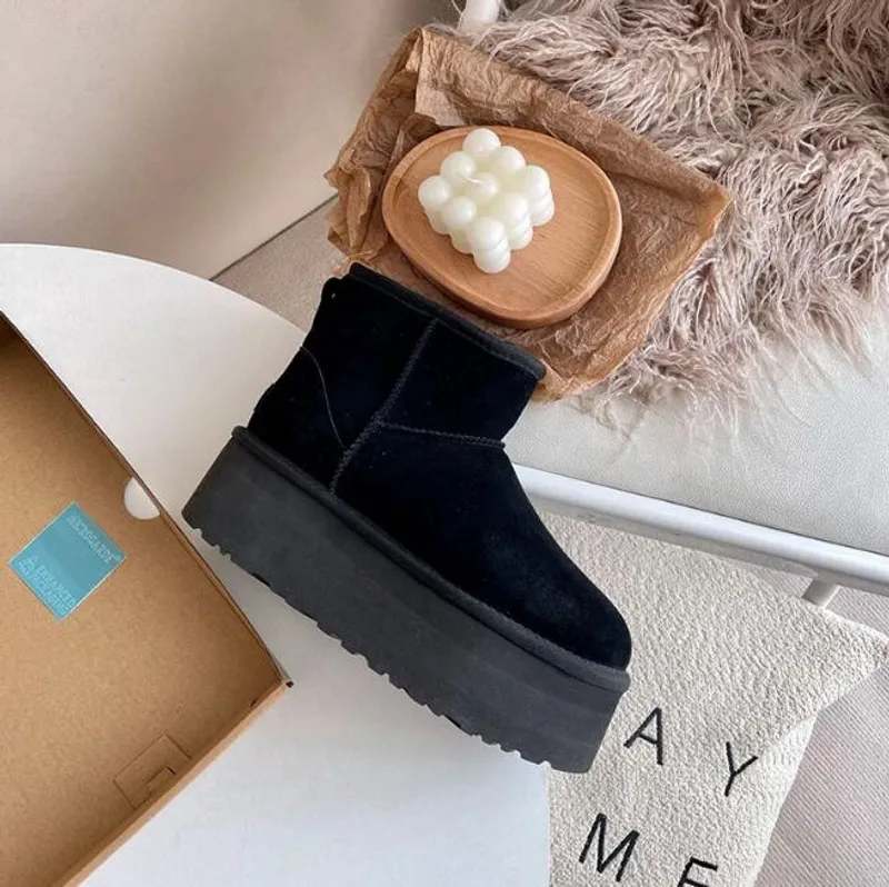 Neumel Platform Zip Boot Classic Mini Snow Boots Ultra Mini Dealworld Mujeres Australia Australiano Tazz Tasman Winter Warm Fur 