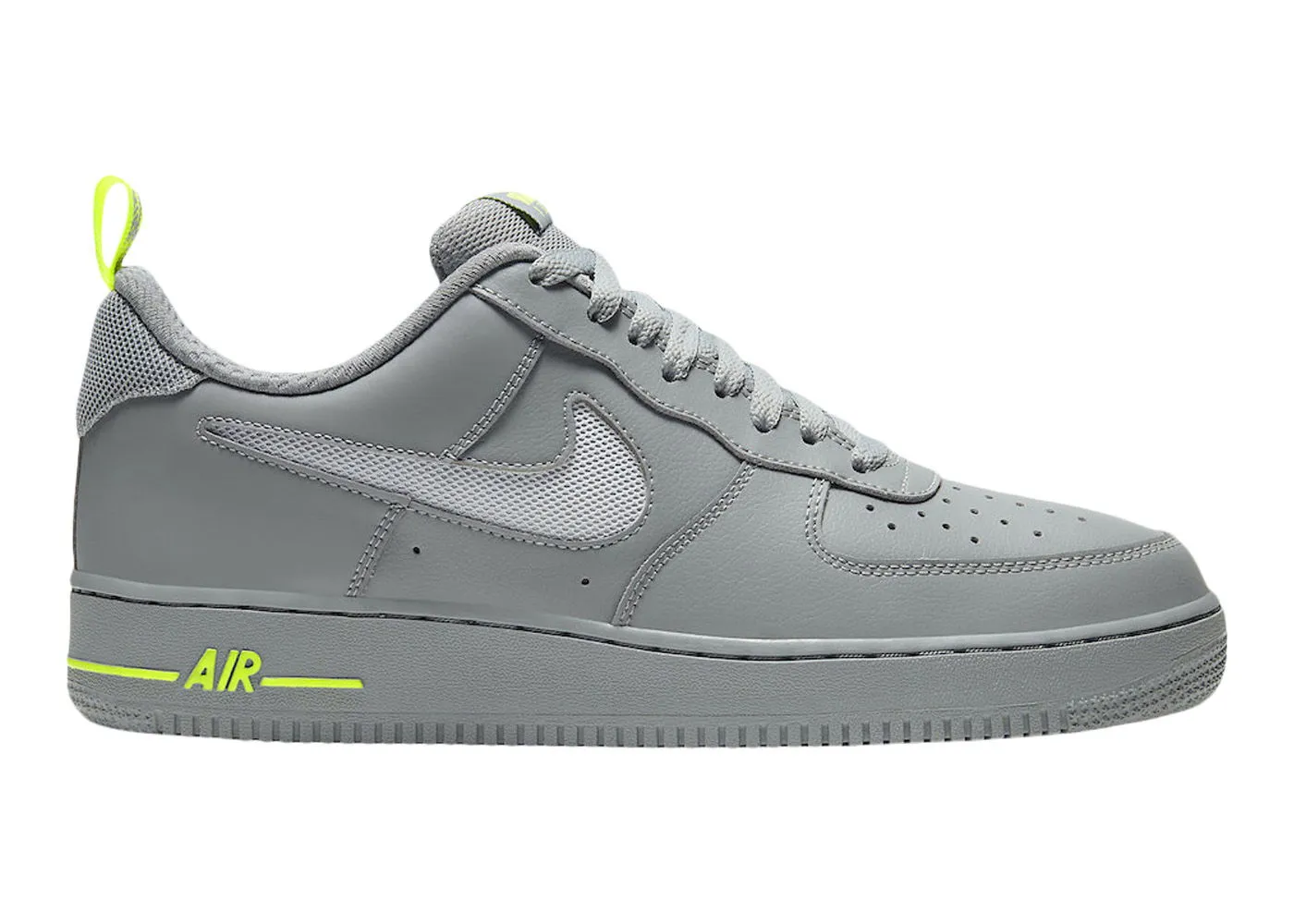 Nike Air Force 1 Low Cut Out Swoosh "Particle Grey Volt"