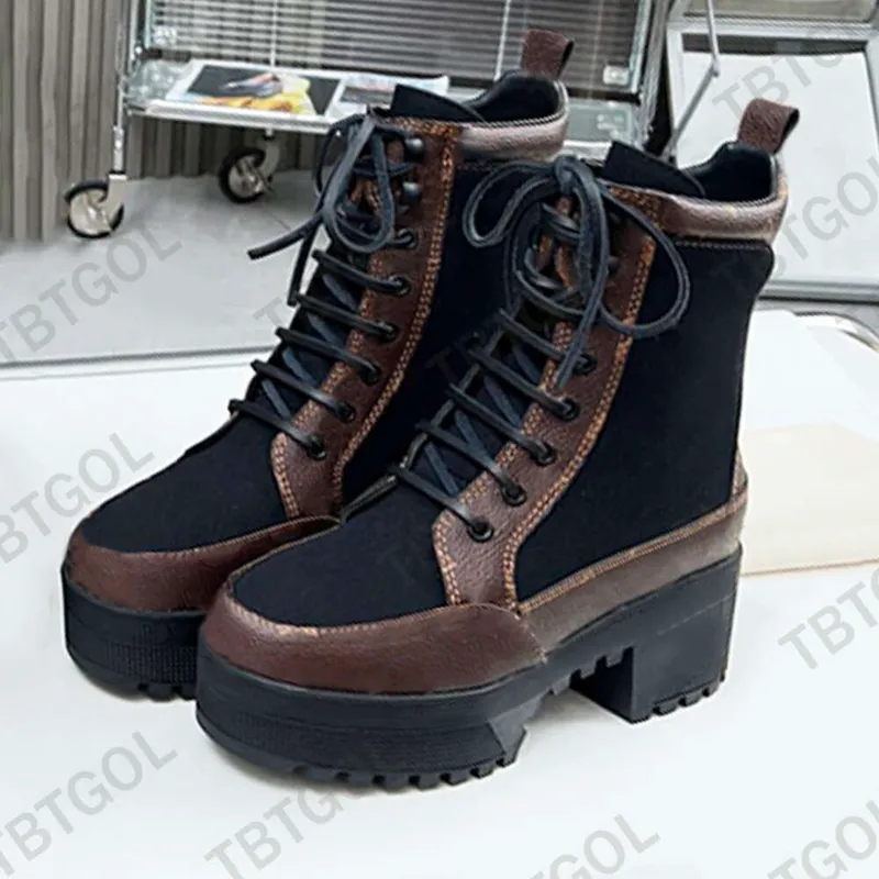 Nuevas botas de diseñador Mujer Martin Desert Boot Tacones altos Botines con estampado vintage Bota de cuero Moda clásica Zapato