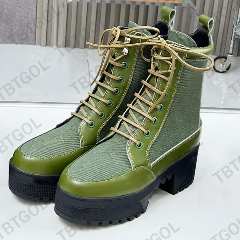 Nuevas botas de diseñador Mujer Martin Desert Boot Tacones altos Botines con estampado vintage Bota de cuero Moda clásica Zapato