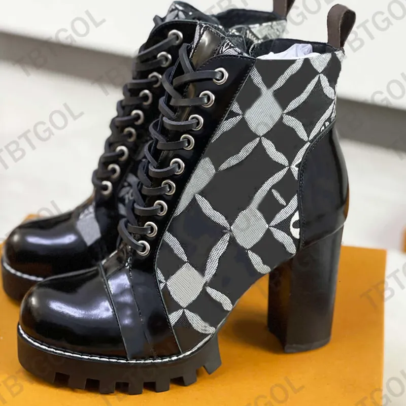 Nuevas botas de diseñador Mujer Martin Desert Boot Tacones altos Botines con estampado vintage Bota de cuero Moda clásica Zapato