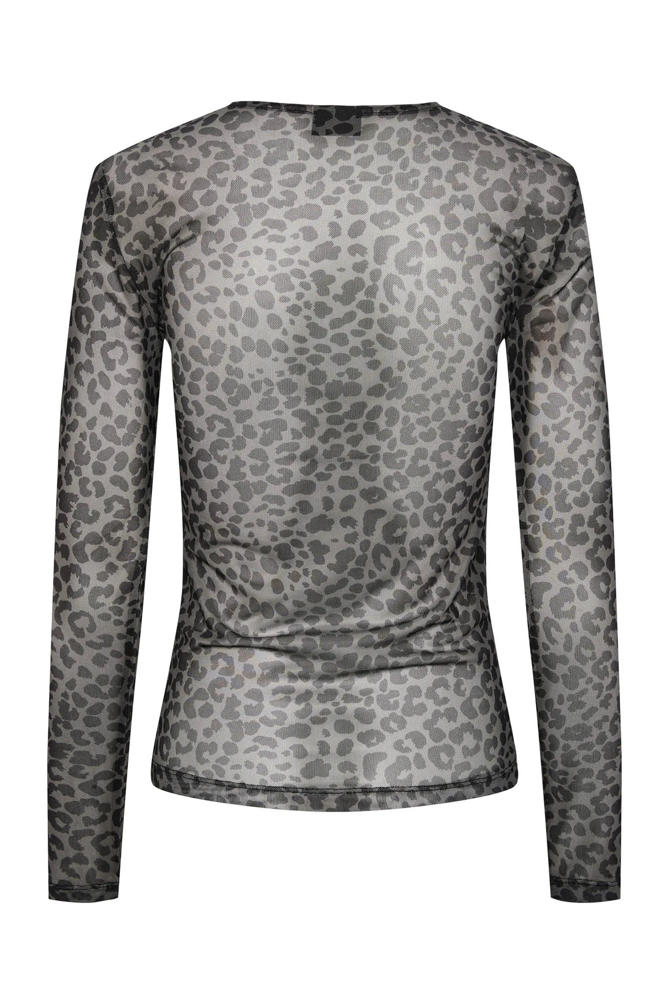 Pieces Top tul de manga larga y print en leopardo