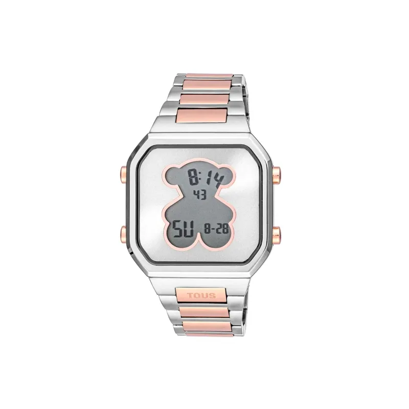 Reloj Tous digital con brazalete de acero SS y acero IPRG rosado D-BEAR 3000134700