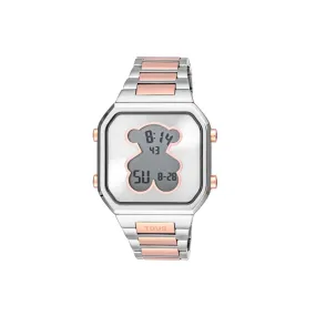 Reloj Tous digital con brazalete de acero SS y acero IPRG rosado D-BEAR 3000134700