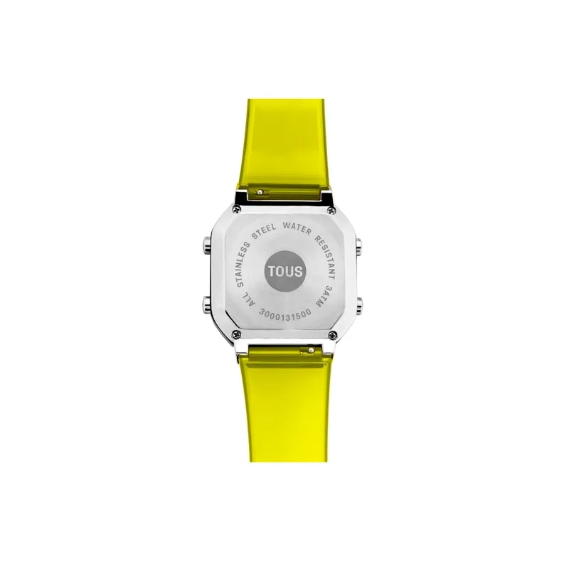 Reloj Tous digital de policarbonato amarillo y acero D-BEAR Fresh 3000130900