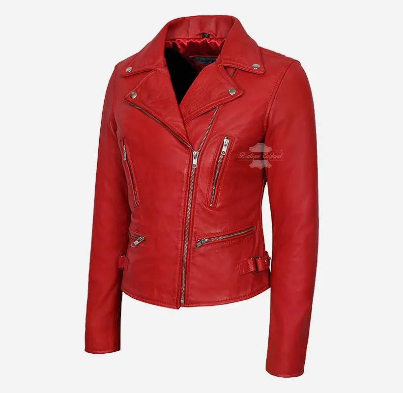 SERAPH Ladies Leather Jacket Biker Style Fashion Leather Jacket